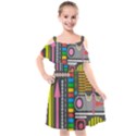 Pattern Geometric Abstract Colorful Arrows Lines Circles Triangles Kids  Cut Out Shoulders Chiffon Dress View1