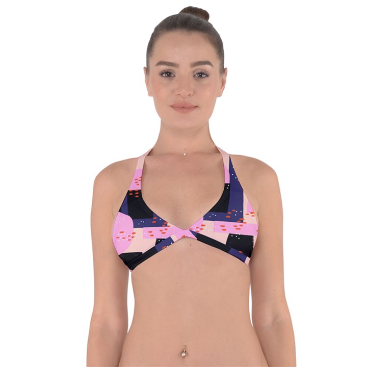 Vibrant Tropical Dot Patterns Halter Neck Bikini Top