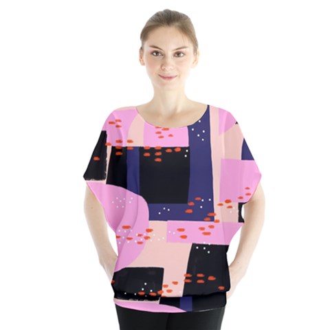 Vibrant Tropical Dot Patterns Batwing Chiffon Blouse by Vaneshart