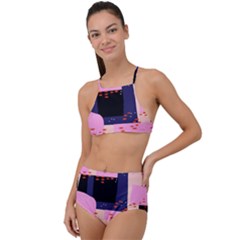 Vibrant Tropical Dot Patterns High Waist Tankini Set by Vaneshart