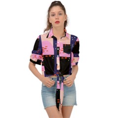 Vibrant Tropical Dot Patterns Tie Front Shirt  by Vaneshart