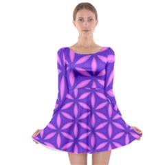 Pattern Texture Backgrounds Purple Long Sleeve Skater Dress