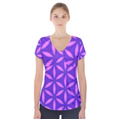 Pattern Texture Backgrounds Purple Short Sleeve Front Detail Top