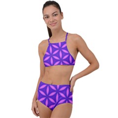 Pattern Texture Backgrounds Purple High Waist Tankini Set