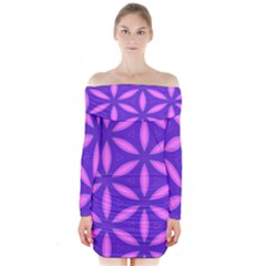 Pattern Texture Backgrounds Purple Long Sleeve Off Shoulder Dress