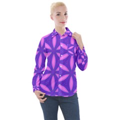 Pattern Texture Backgrounds Purple Women s Long Sleeve Pocket Shirt