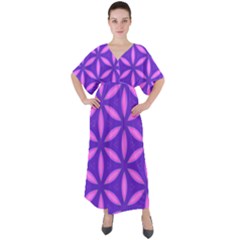 Pattern Texture Backgrounds Purple V-neck Boho Style Maxi Dress by HermanTelo