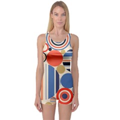 Geometric Abstract Pattern Colorful Flat Circles Decoration One Piece Boyleg Swimsuit by Vaneshart