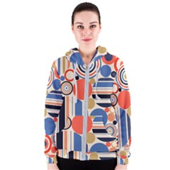 Geometric Abstract Pattern Colorful Flat Circles Decoration Women s Zipper Hoodie by Vaneshart