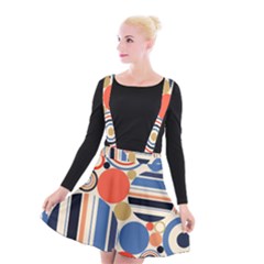 Geometric Abstract Pattern Colorful Flat Circles Decoration Suspender Skater Skirt by Vaneshart