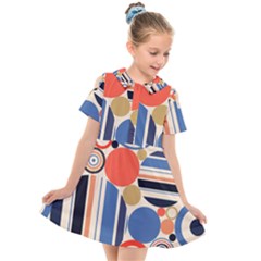 Geometric Abstract Pattern Colorful Flat Circles Decoration Kids  Short Sleeve Shirt Dress by Vaneshart