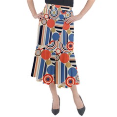 Geometric Abstract Pattern Colorful Flat Circles Decoration Midi Mermaid Skirt by Vaneshart