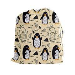 Hand Drawn Penguin Doodle Pattern Drawstring Pouch (xxl) by Vaneshart