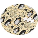 Hand Drawn Penguin Doodle Pattern Wooden Puzzle Round View2