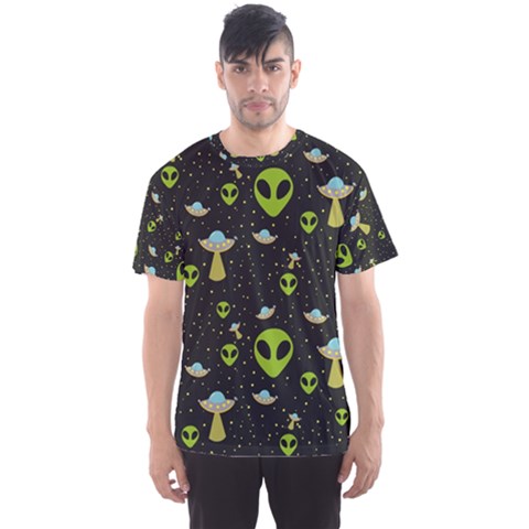 Alien Ufo Pattern Men s Sports Mesh Tee by Vaneshart