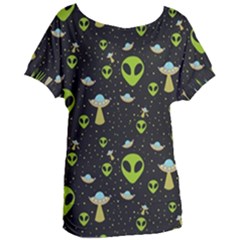 Alien Ufo Pattern Women s Oversized Tee by Vaneshart