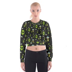 Alien Ufo Pattern Cropped Sweatshirt