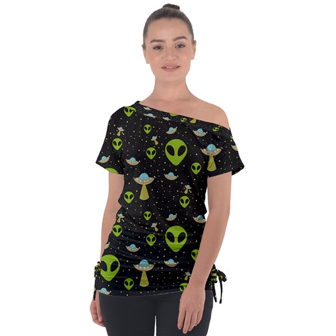 Alien Ufo Pattern Tie-up Tee by Vaneshart