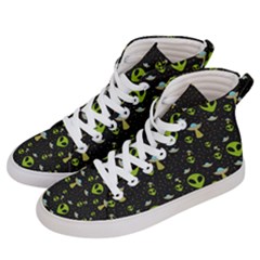 Alien Ufo Pattern Women s Hi-top Skate Sneakers by Vaneshart