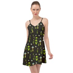 Alien Ufo Pattern Summer Time Chiffon Dress by Vaneshart