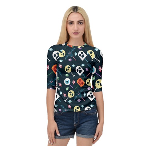 Halloween Candy Pattern Vector Quarter Sleeve Raglan Tee by Vaneshart