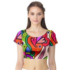 Seamless Doodle Short Sleeve Crop Top