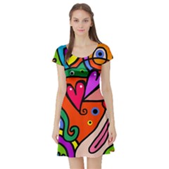 Seamless Doodle Short Sleeve Skater Dress