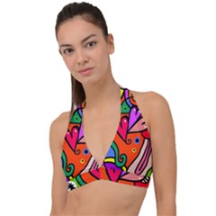 Seamless Doodle Halter Plunge Bikini Top