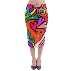 Seamless Doodle Midi Pencil Skirt