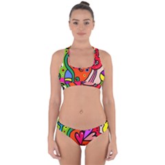 Seamless Doodle Cross Back Hipster Bikini Set