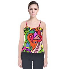 Seamless Doodle Velvet Spaghetti Strap Top