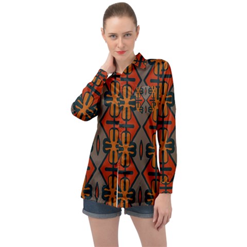 Seamless Digitally Created Tilable Abstract Pattern Long Sleeve Satin Shirt by Vaneshart