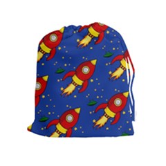 Space Rocket Pattern Drawstring Pouch (xl) by Vaneshart