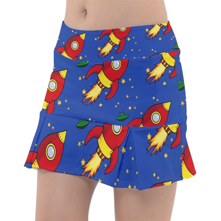 Space Rocket Pattern Tennis Skirt