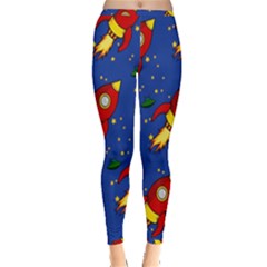 Space Rocket Pattern Inside Out Leggings by Vaneshart