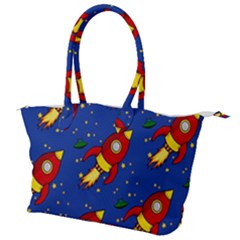 Space Rocket Pattern Canvas Shoulder Bag by Vaneshart