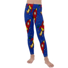 Space Rocket Pattern Kids  Lightweight Velour Leggings by Vaneshart