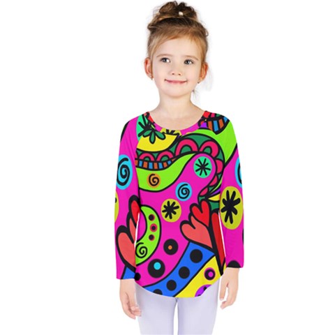 Seamless Doodle Kids  Long Sleeve Tee by Vaneshart