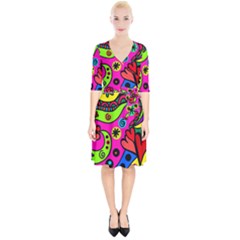 Seamless Doodle Wrap Up Cocktail Dress