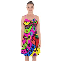 Seamless Doodle Ruffle Detail Chiffon Dress by Vaneshart