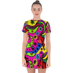 Seamless Doodle Drop Hem Mini Chiffon Dress by Vaneshart