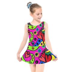 Seamless Doodle Kids  Skater Dress Swimsuit by Vaneshart