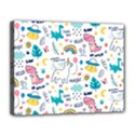 Colorful Doodle Animals Words Pattern Canvas 14  x 11  (Stretched) View1