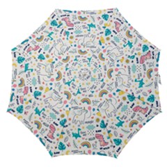 Colorful Doodle Animals Words Pattern Straight Umbrellas by Vaneshart