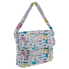 Colorful Doodle Animals Words Pattern Buckle Messenger Bag by Vaneshart