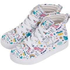 Colorful Doodle Animals Words Pattern Kids  Hi-top Skate Sneakers by Vaneshart