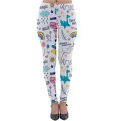 Colorful Doodle Animals Words Pattern Lightweight Velour Leggings by Vaneshart