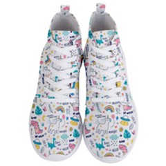 Colorful Doodle Animals Words Pattern Men s Lightweight High Top Sneakers by Vaneshart