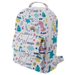 Colorful Doodle Animals Words Pattern Flap Pocket Backpack (small) by Vaneshart