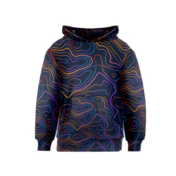 Topographic Colorful Contour Illustration Background Kids  Pullover Hoodie